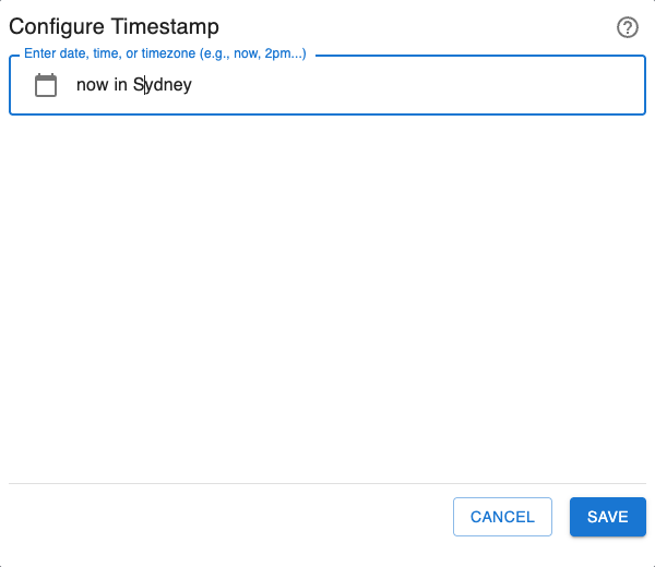Timestamp natural language input now in Sydney